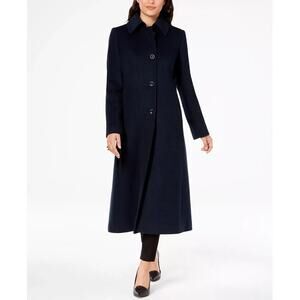 Jones New York wool long trenchcoat black minimalist old money size 14 W flaw